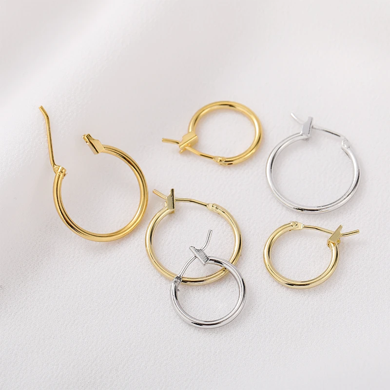 14K18K包金保色耳圈圆圈耳环手工diy制作耳夹耳钉耳饰品配件材料