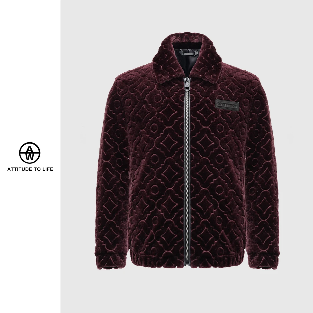 AW2025冬季新款美利奴羊毛休闲时尚翻领轻奢潮流男士保暖外套