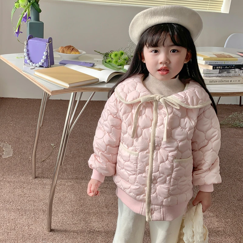 翻领女童棉服婴幼儿秋冬休闲新款女孩加绒棉袄童装轻便儿童外套