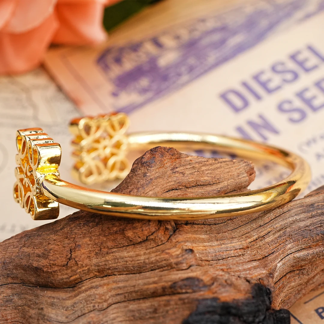 铜合金手链 LeLe 手镯【可开口】轻奢高级感金色拉丝纹理 4447