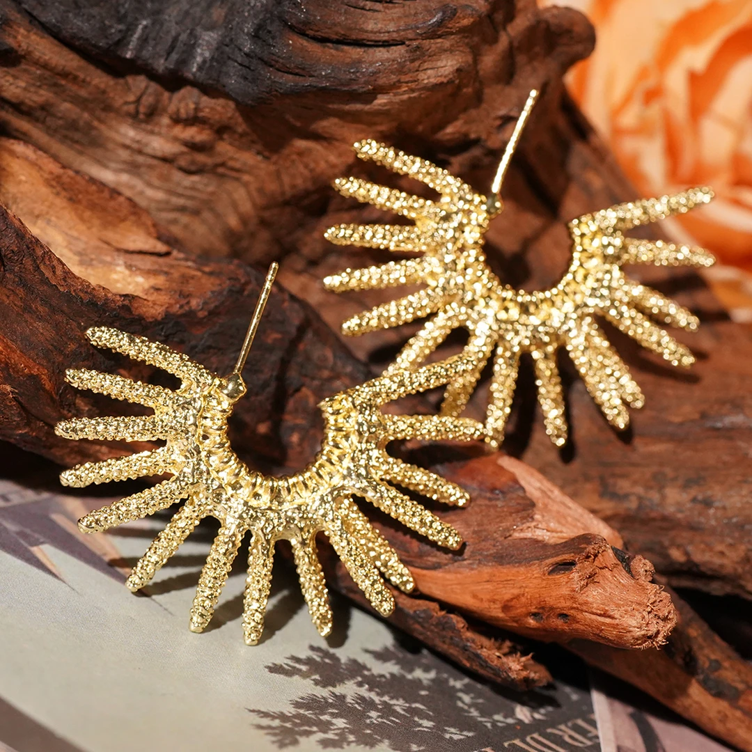 铜合金耳饰 LeLe 耳钉 高级感太阳花小众独特设计气质轻奢 9950