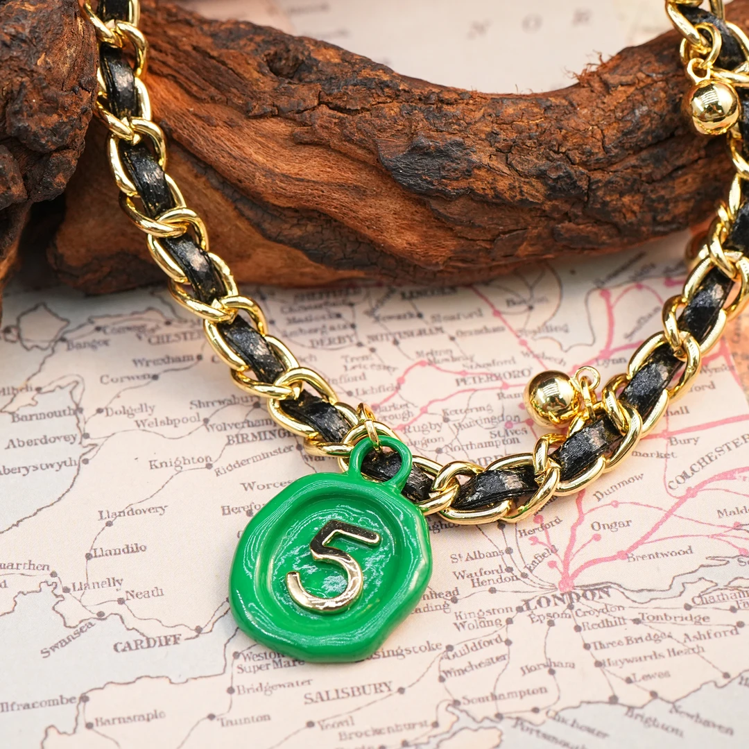 铜合金项链 LeLe 项链小香风绿色吊坠百搭（主链+延长：40+6cm）2894