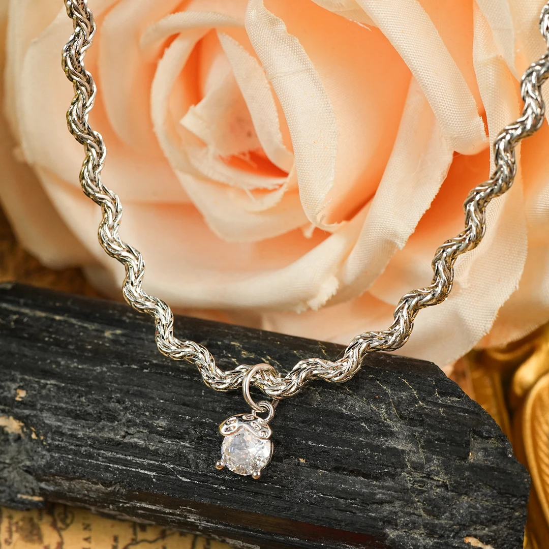 铜合金项链 LeLe 项链 波浪感人鱼泪吊坠（主链+延长：43+6cm）2703