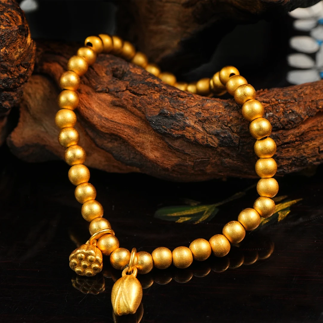 铜合金手链 LeLe 手链 古法莲蓬手工串珠（主链：16cm弹力绳）4393