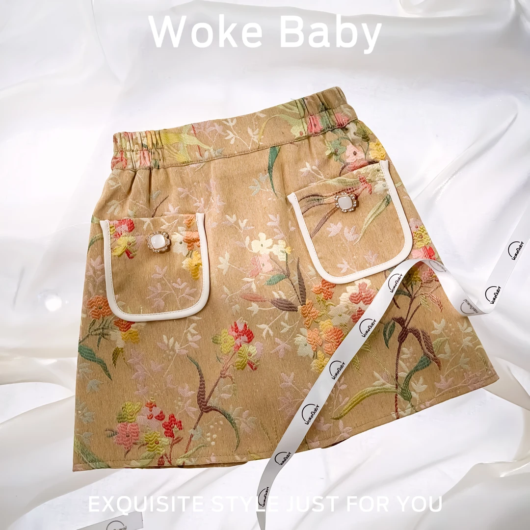 现货【花神的爱意】法式设计感刺绣提花上衣裤子浪漫裙V8891