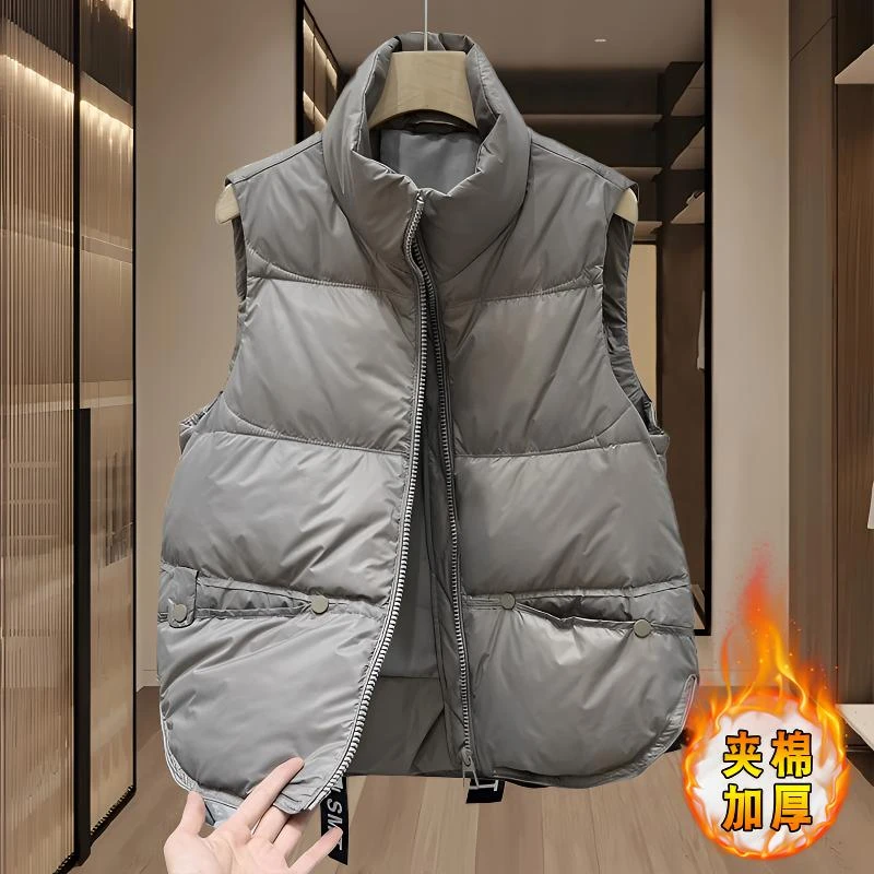 保暖加棉马甲女款外穿2025冬季新款纯色棉服马夹背心时髦洋气马甲