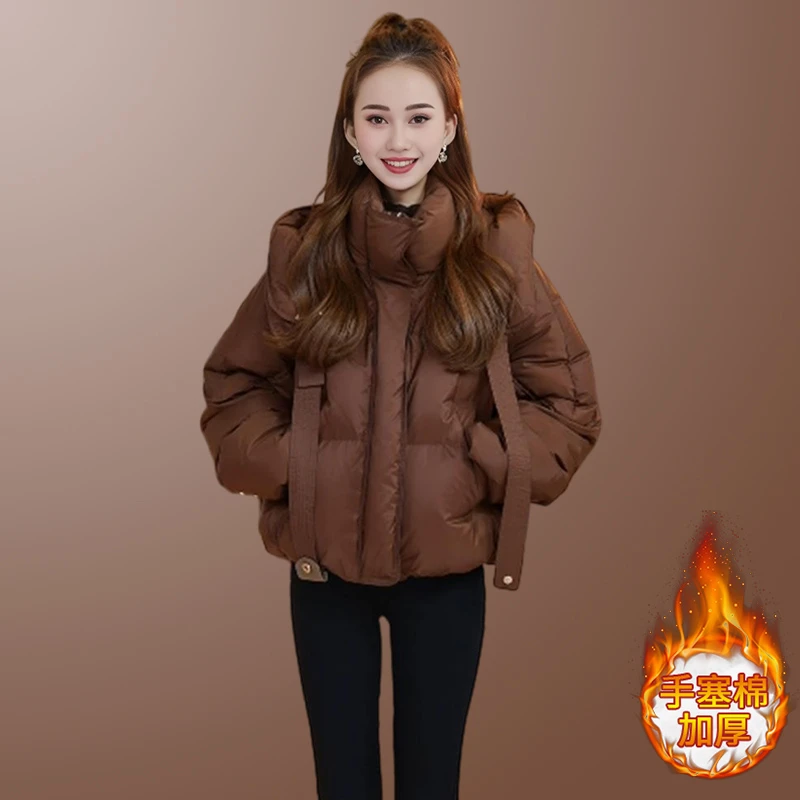 2025冬季新款加厚外套女士保暖高级感气质宽松连帽小个子棉衣棉服