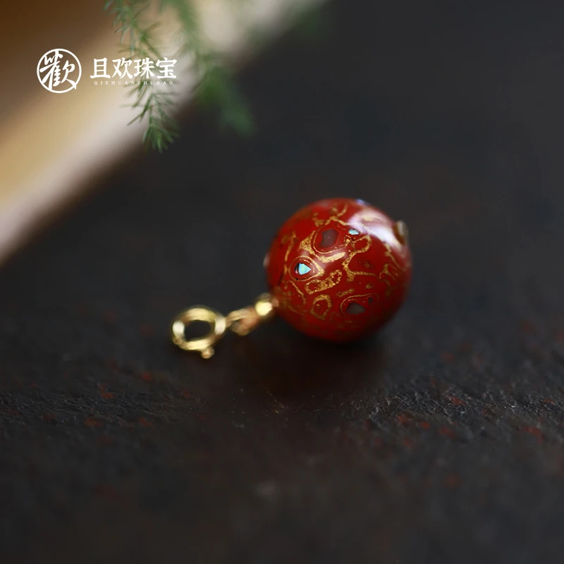 且欢【芙蓉雨吊坠】天然黑檀木大漆工艺坠韵味纯手工制作