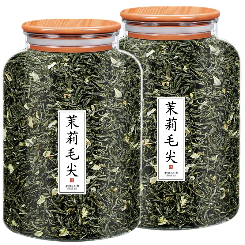 浓香型茉莉花茶2025新茶散装飘雪茶叶袋装简装批发500g木盖透明罐