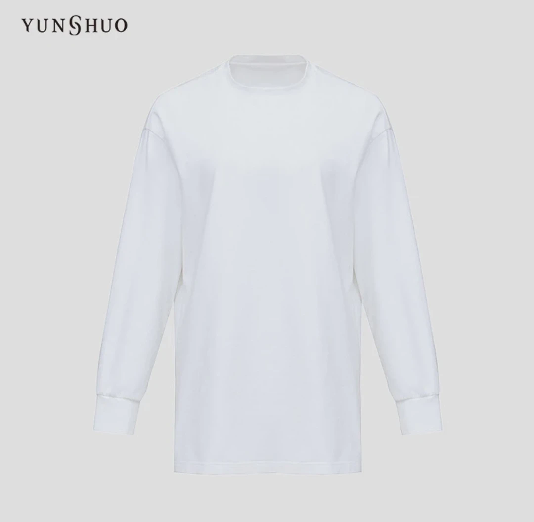 YUNSHUO长袖女秋冬新款宽松圆领开叉下摆套头衫上衣349567