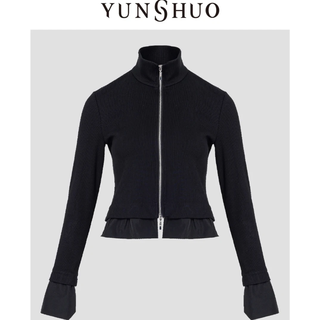 YUNSHUO允硕2024秋季新品时尚百搭拼接显瘦简约气质外套455427