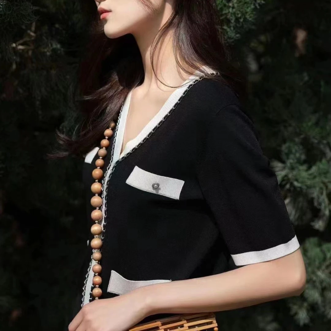 允硕链条V领套头毛衫735163