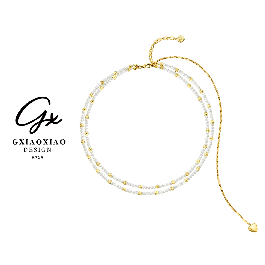 铜合金项链 GXX  法式轻奢高级感百搭双圈叠戴项链 B3X6