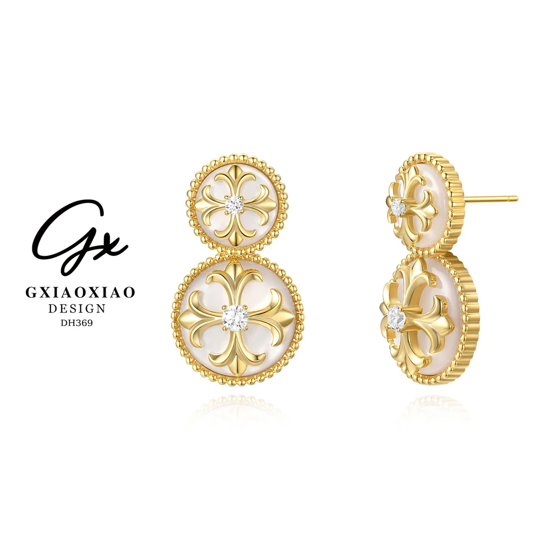 铜合金合成锆石耳饰 GXX 【灵感缪斯】法式设计师 气质耳环 DH369