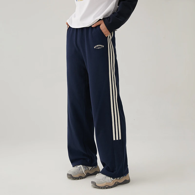 初中生针织运动裤女元气学院风青少年宽松直筒长裤秋季百搭休闲裤