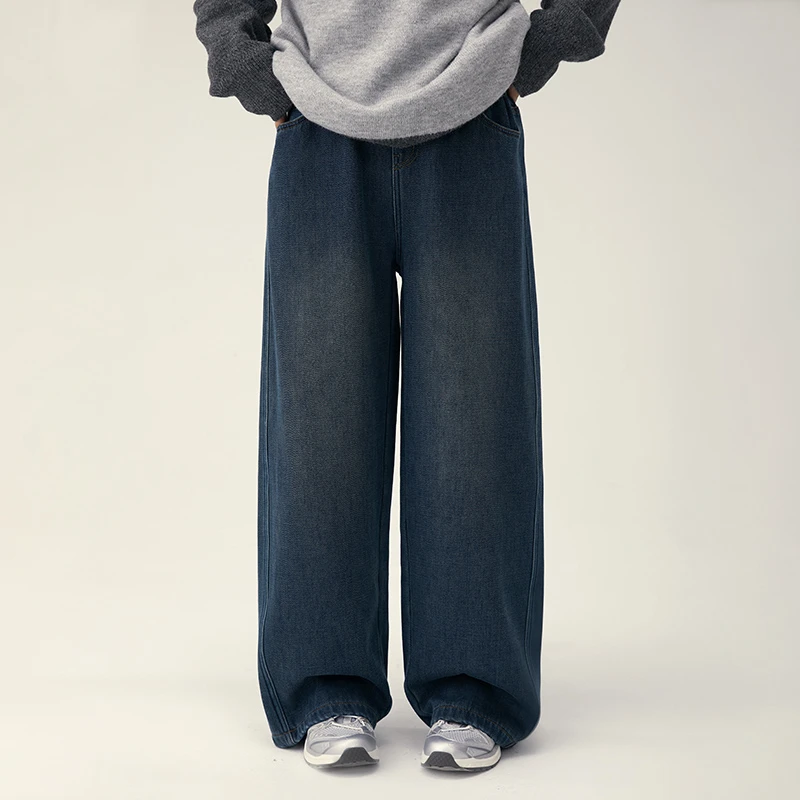 冬季新款宽松复古牛仔裤女大童宽松元气学院风加绒加厚C24DN1059C