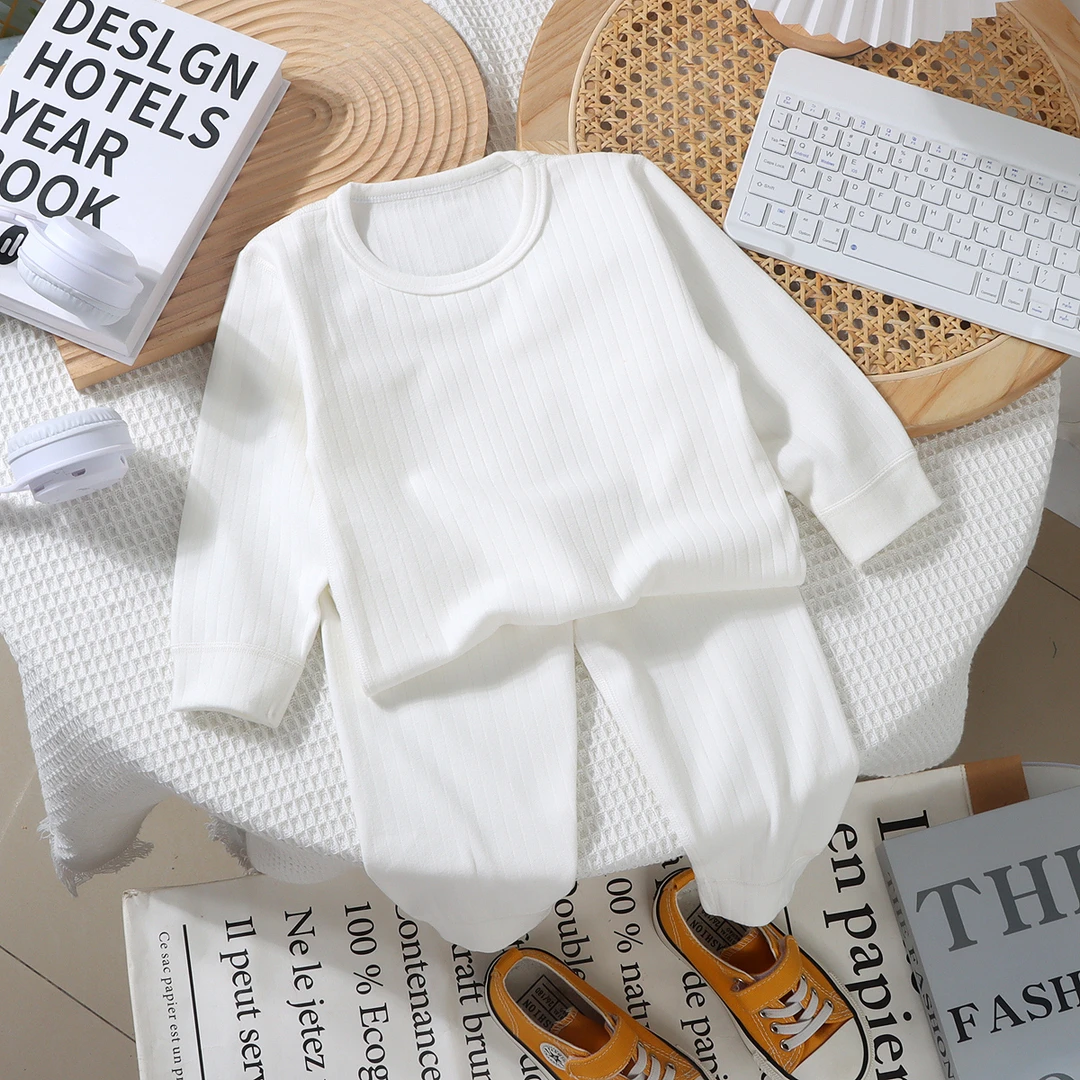 儿童无骨打底衫春秋中大童秋衣秋裤宝宝简约家居服男女童圆领睡衣