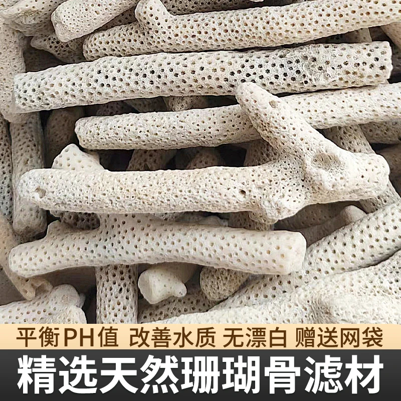 精选珊瑚骨滤材鱼缸过滤材料造景过滤吸附调节净化水质鱼池珊瑚骨