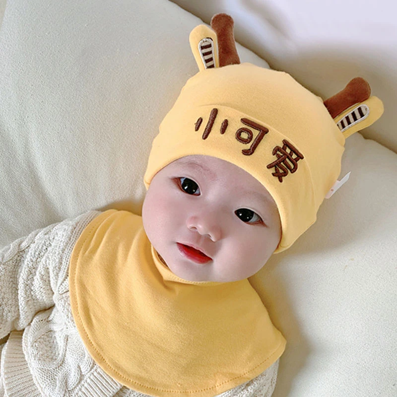 春季新款宝宝帽子幼儿胎帽婴儿套头帽超萌新生儿帽子薄款潮围巾套