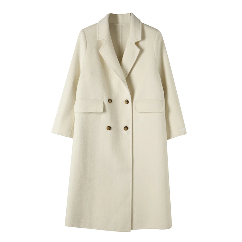 【时尚衣橱专属】佳乐妮海盐玫瑰正肩弓针款绵羊毛大衣2038