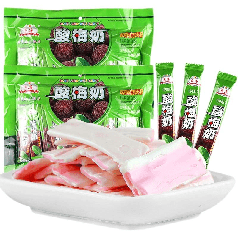茂通酸梅奶味糖片干吃酸奶棒软糖酸甜后怀旧童年小零食品糖果笋0g