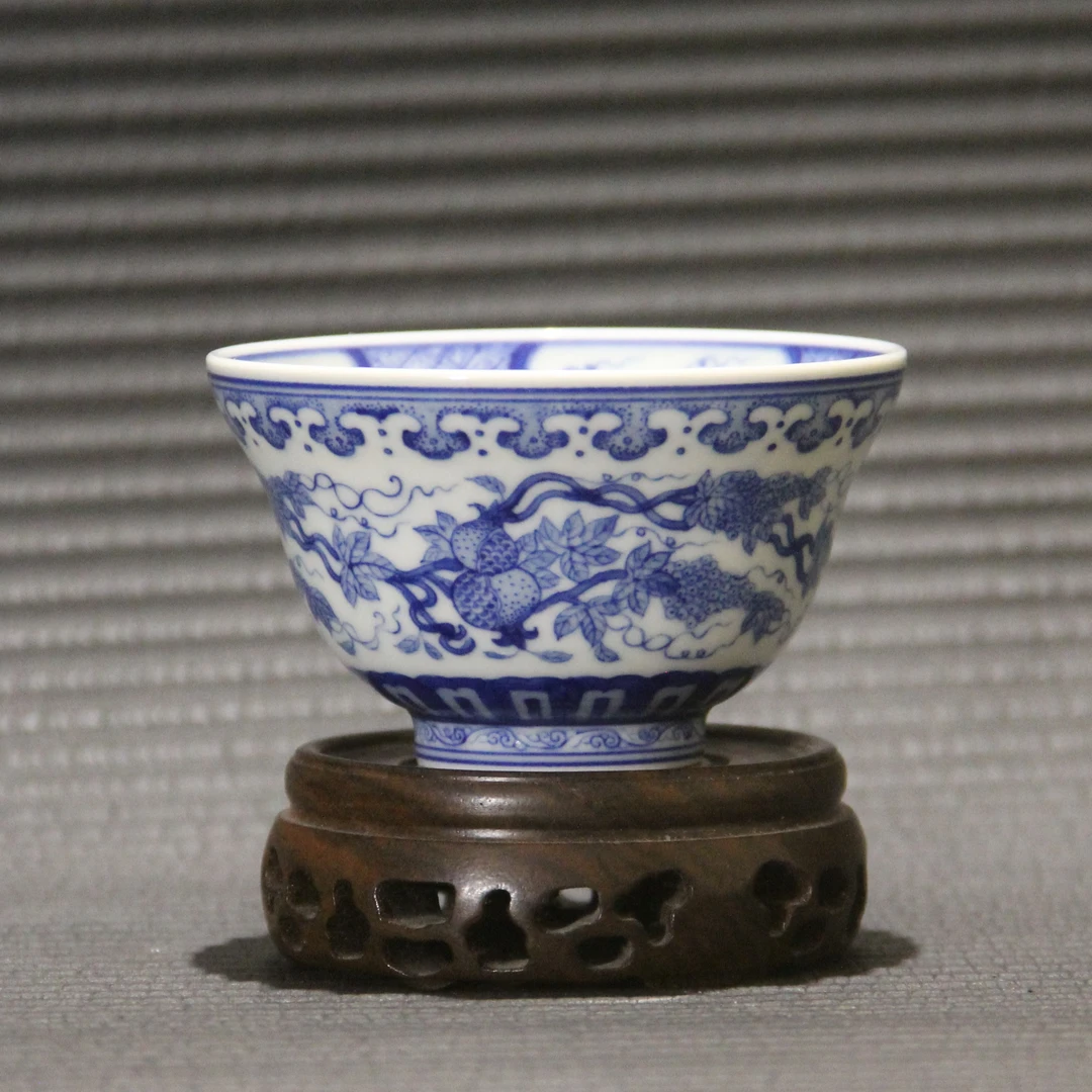 硕果累累福禄杯口径8.3厘米高4.9厘米纯手工手绘柴窑