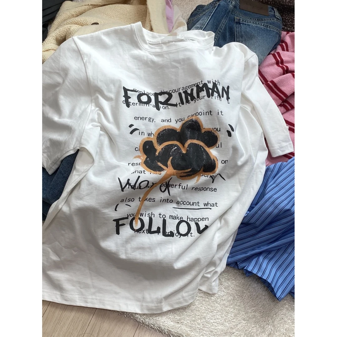 韩国东大门正品时尚花朵短袖T恤092803（NO退NO换）