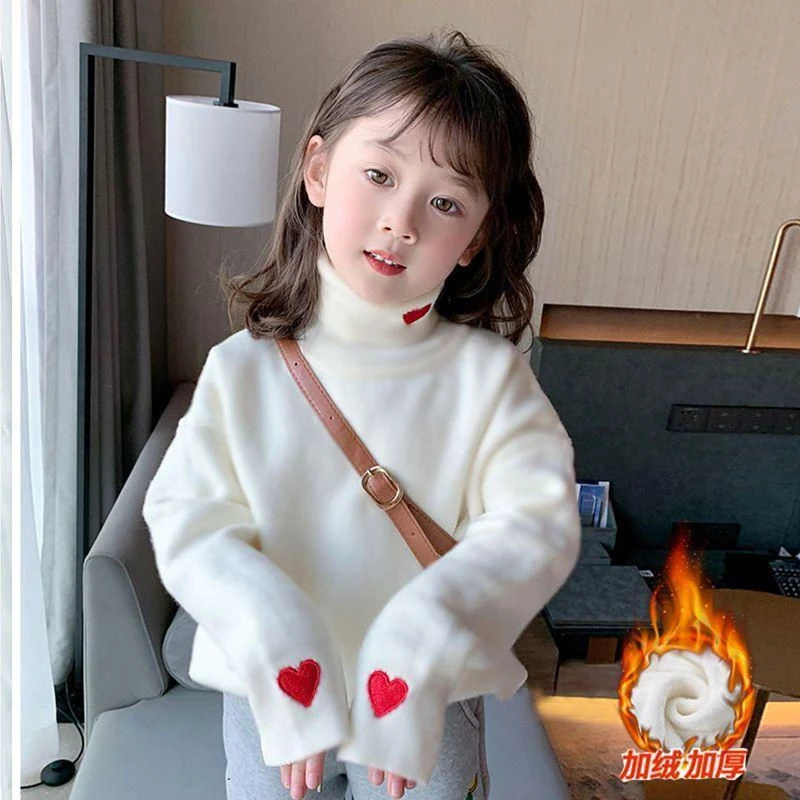 儿童秋冬装高领男女中小大童长袖加绒加厚保暖洋气打底衫女童宝宝
