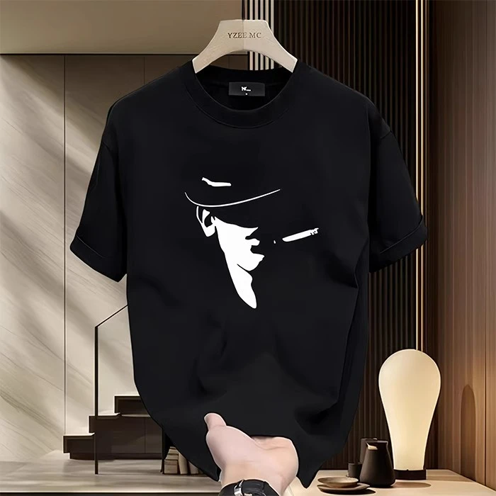 仓石一树夏季时尚短袖男装印花创艺感宽松百搭情侣上衣潮