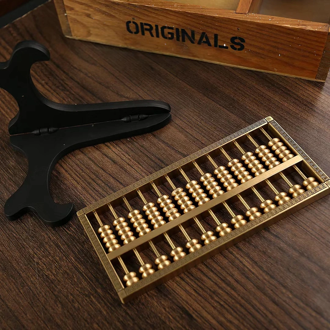 黄铜创意中式家用复古算盘家居书桌办公桌装饰摆件