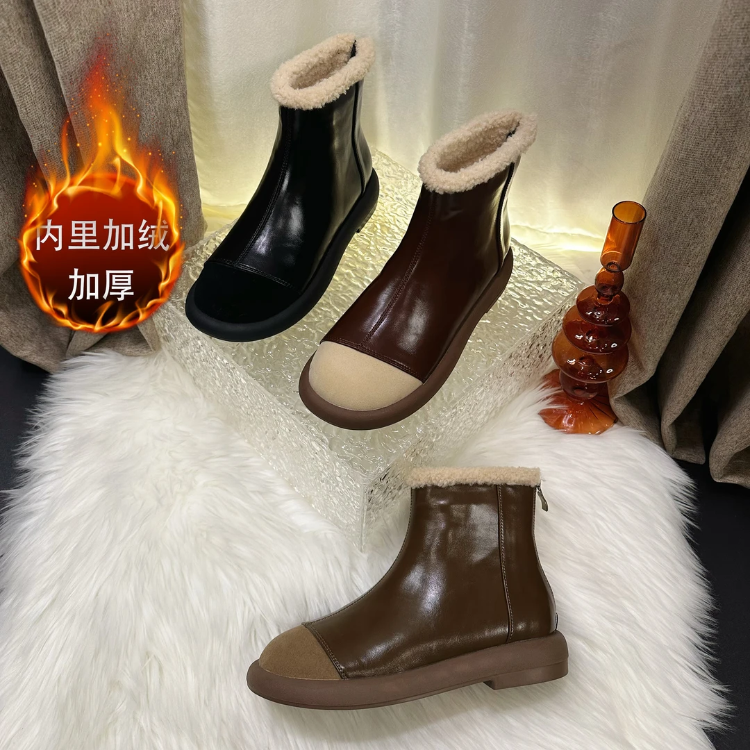 2023冬季新款爆款时尚百搭加绒软底保暖加厚时尚雪地靴女款马丁靴