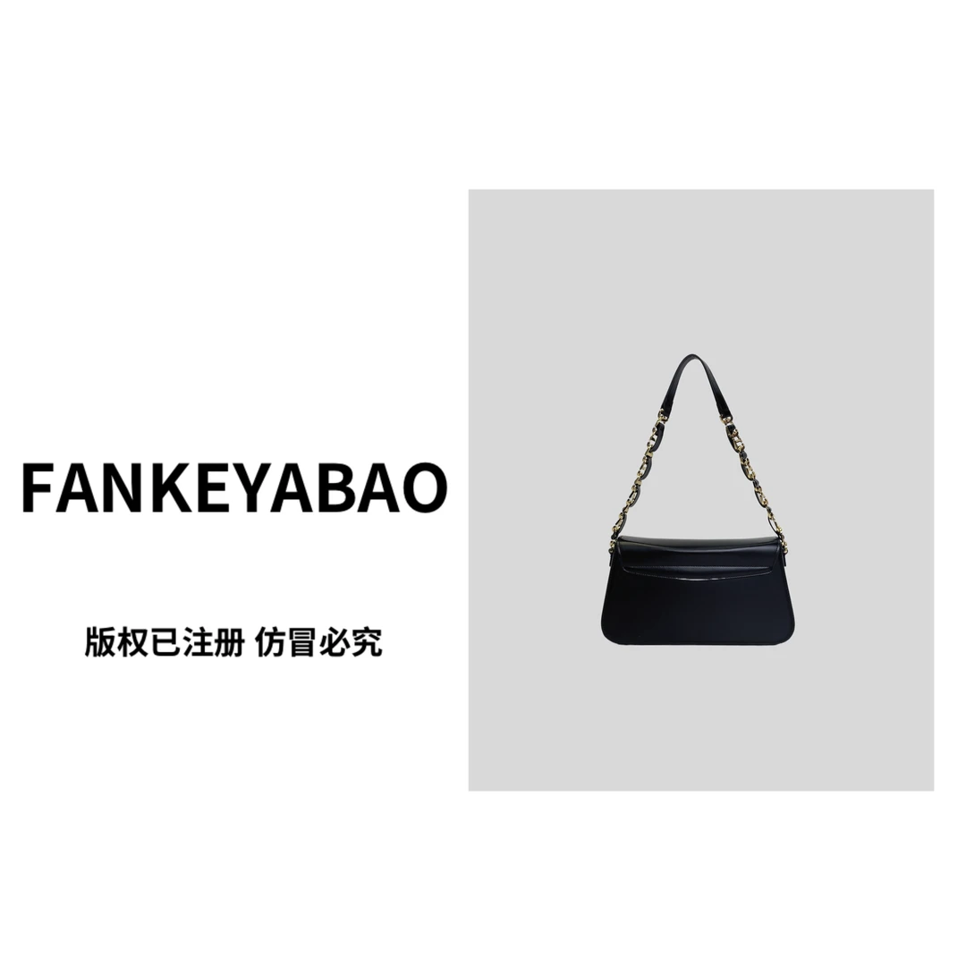 FANKEYABAO/秋冬新款高级牛皮链条包上档次小众单肩斜挎腋下方包