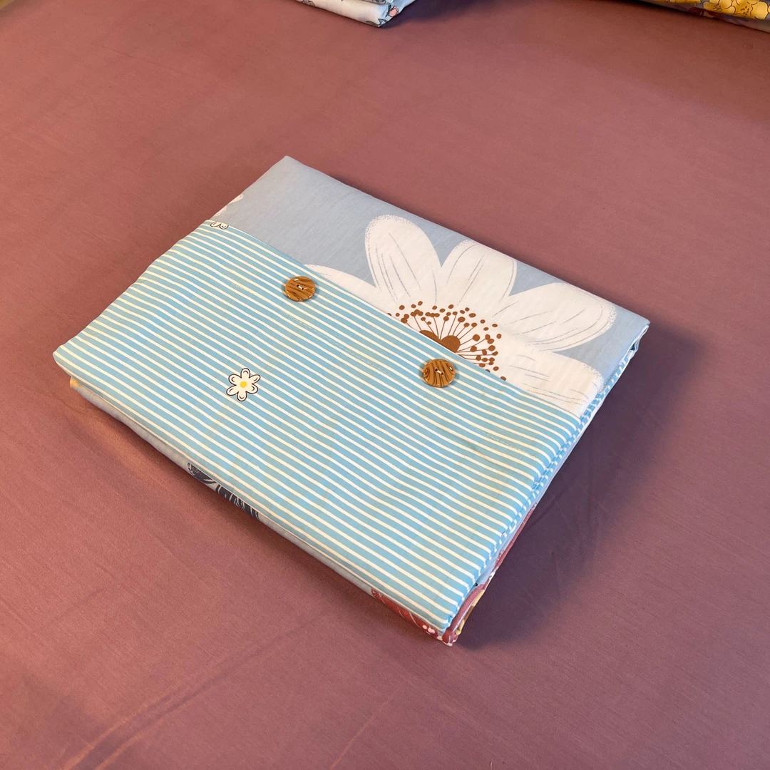 纯棉全棉微瑕AB版本被罩80支铂金系列斜纹棉-蓝色太阳花