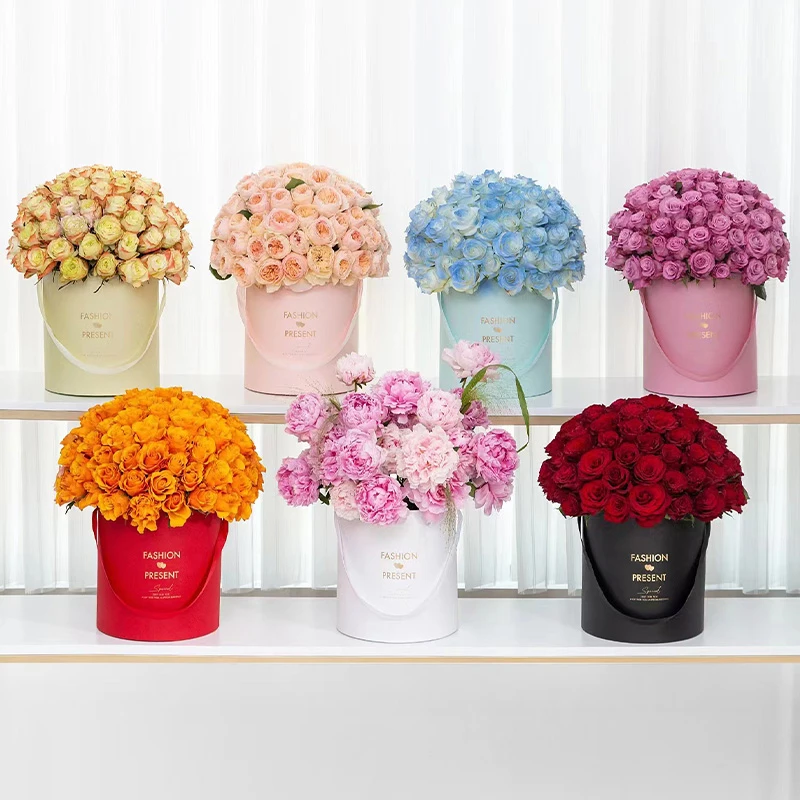 【蜜后花园】轻奢圆桶抱抱桶套三鲜花桶七夕情人节礼物花束桶花店