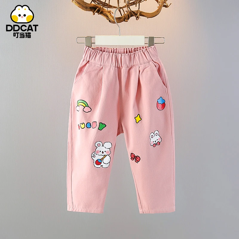 叮当猫女童裤子秋装洋气外穿儿童休闲裤卡通春秋季小童女宝宝长裤