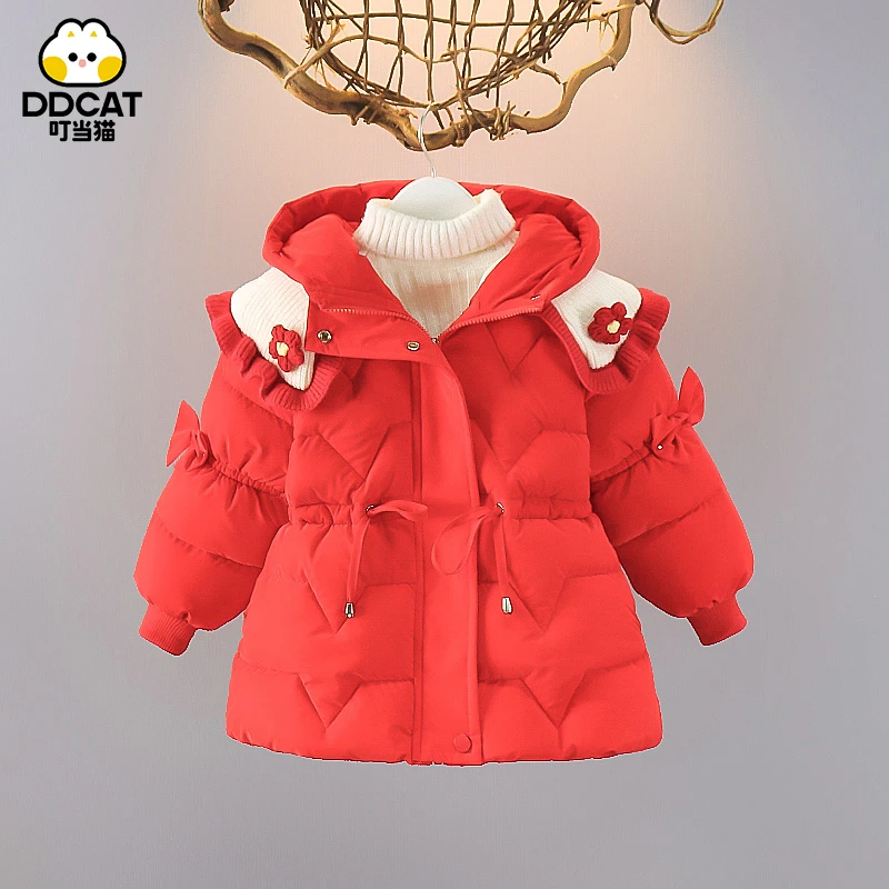 叮当猫冬装女童棉服加绒加厚拜年儿童棉衣外套冬季洋气女宝宝棉袄