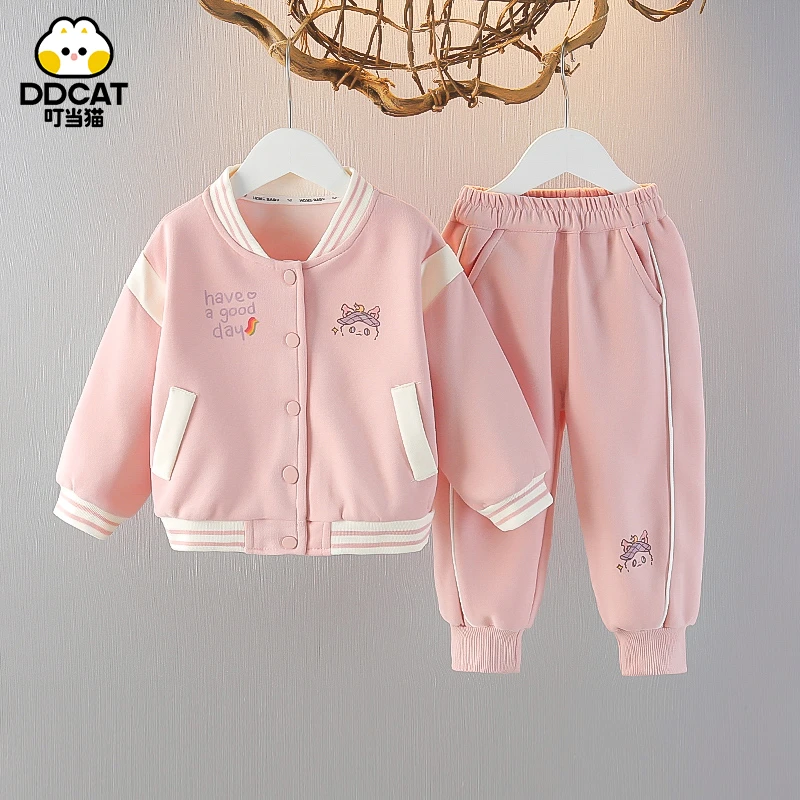 叮当猫女童秋装套装洋气儿童休闲外穿中小童春秋季女宝宝两件套潮