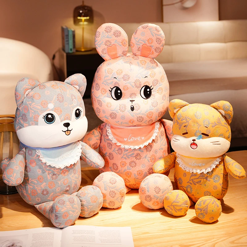 可爱碎花兔兔布娃娃毛绒玩具儿童女孩睡觉安抚猫咪玩偶陪睡小抱枕