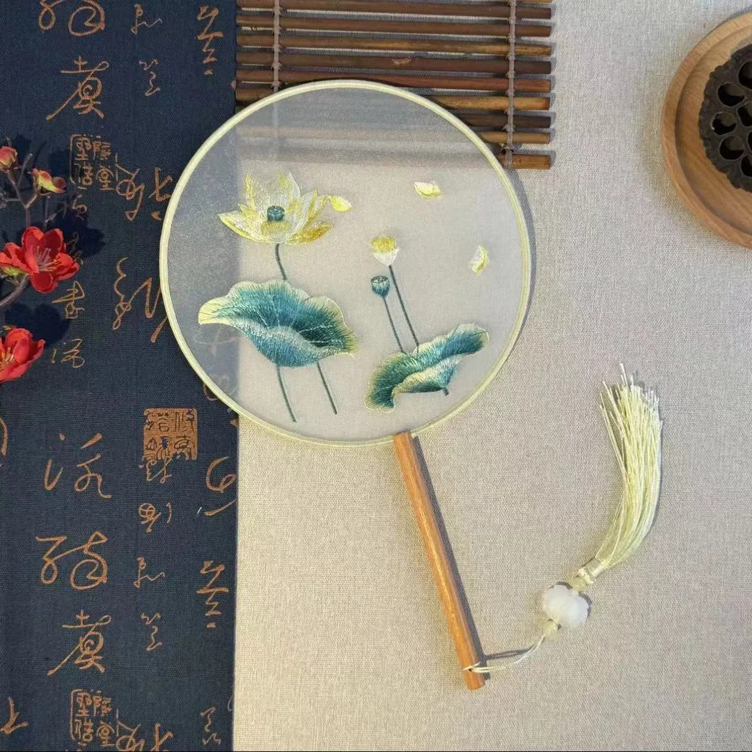 【荷荷美美03】苏绣团扇手工十字绣摆件