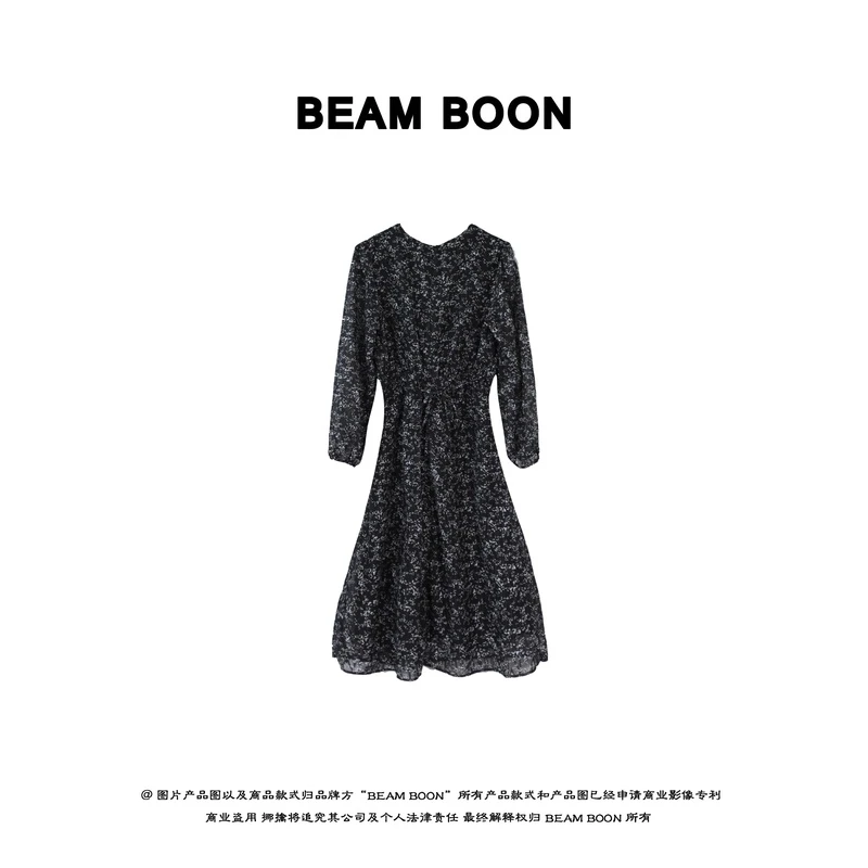 Beam Boon | 【漫花庄园】法式层次感收腰显瘦中长款碎花连衣裙