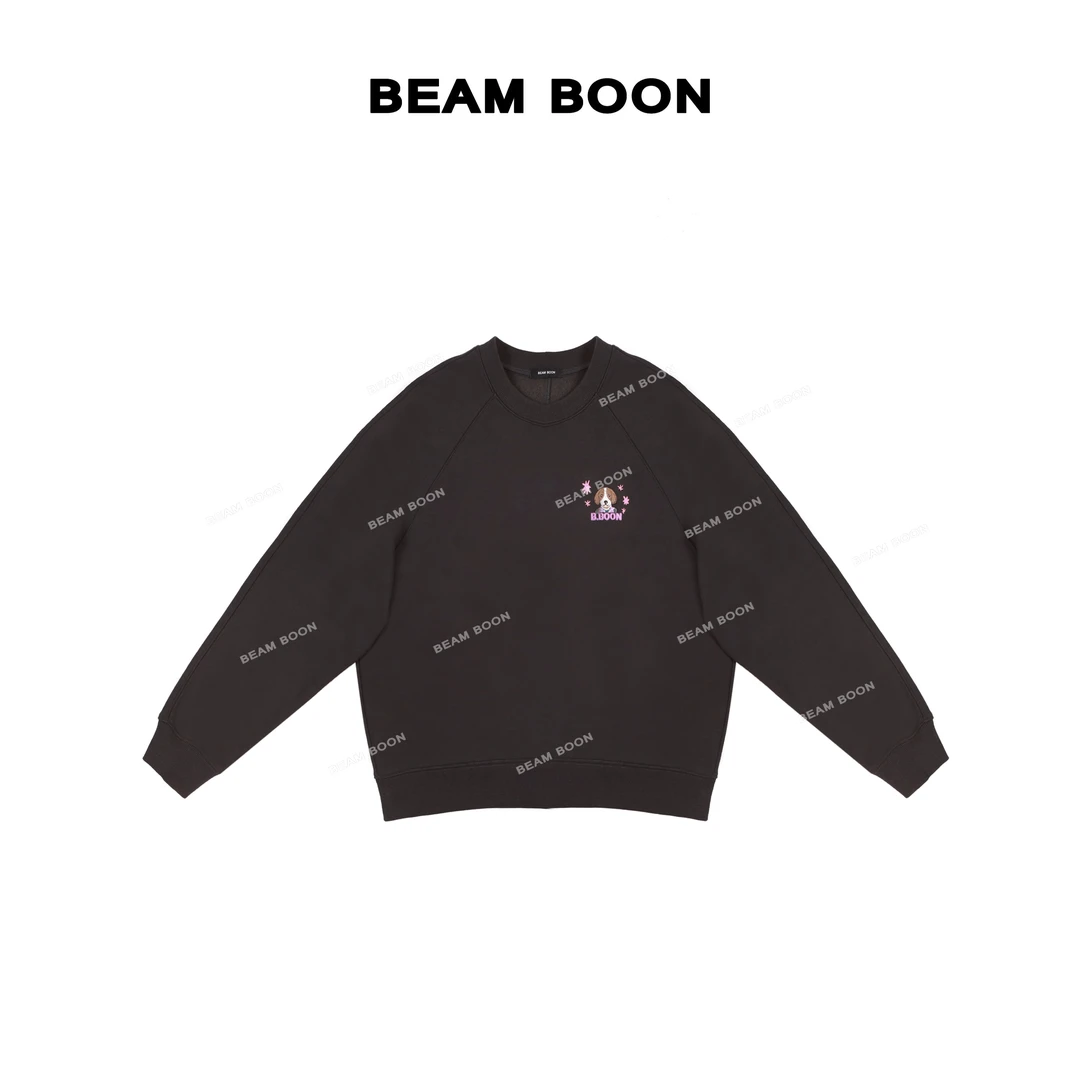 Beam Boon|【粉色少女】H*s刺绣秋冬轻盈保暖拉绒立裁拼接显瘦卫衣