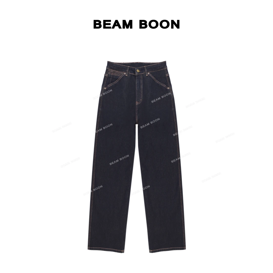 Beam Boon|【马吉*拉原牛】男士复古重磅原色水洗立裁垂直筒牛仔裤