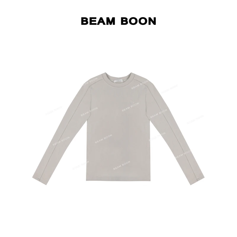 Beam Boon|【半熟奶酪】羊毛般蓬松柔软鱼骨线捏褶高弹显瘦打底上衣
