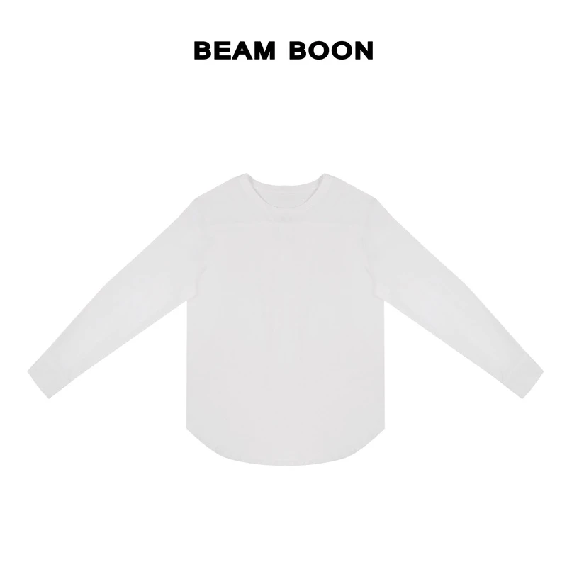 Beam Boon|【玛丽公主T】重磅简约全棉捏褶刺绣衬衫袖挺廓休闲T恤