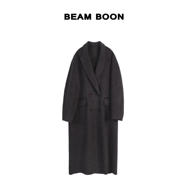 Beam Boon|【罗巴特大衣】进口澳洲羊毛垂感简约翻领廓形双面呢大衣