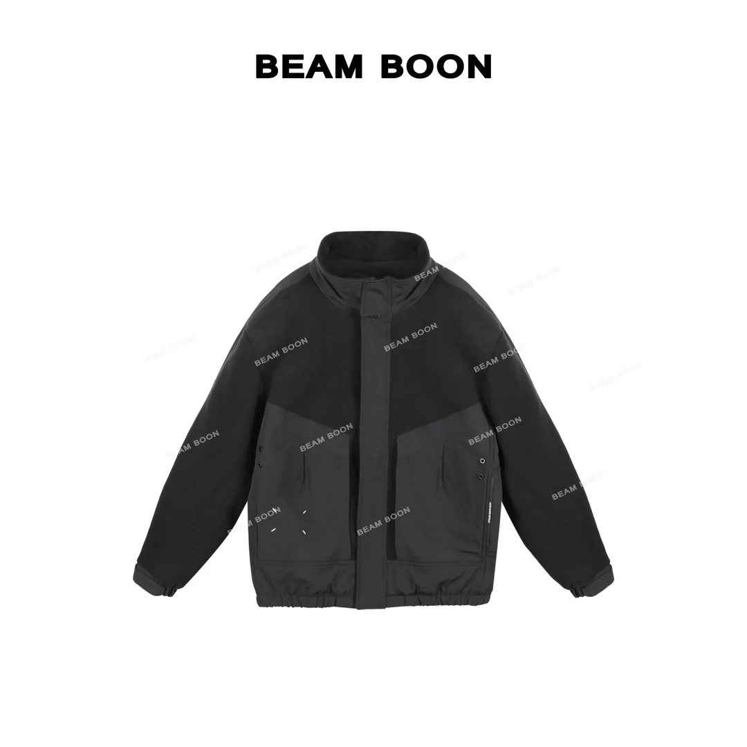 Beam Boon【黑武先生】马吉* 男士0.8微米超细摇粒绒拼接刺绣羽绒服