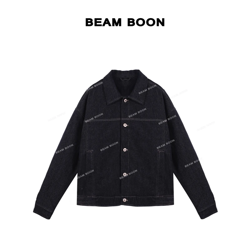 Beam Boon|【伦敦王室】L*P复古男士牛仔撞色明线立裁翻领夹克外套