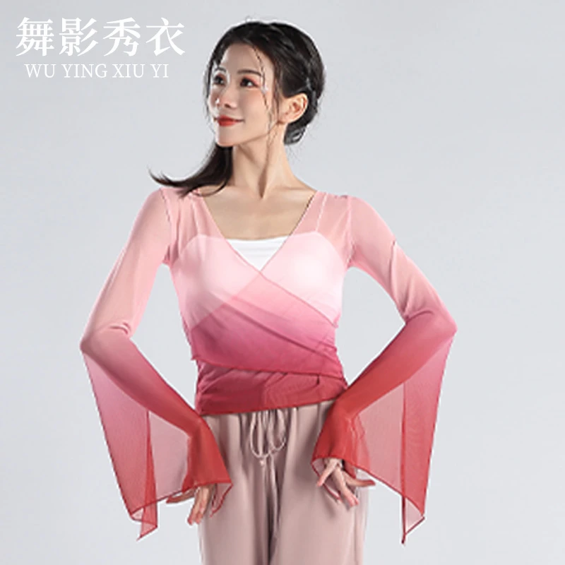 古典舞练功服身韵服纱衣中国舞舞蹈服女飘逸上衣形体演出服