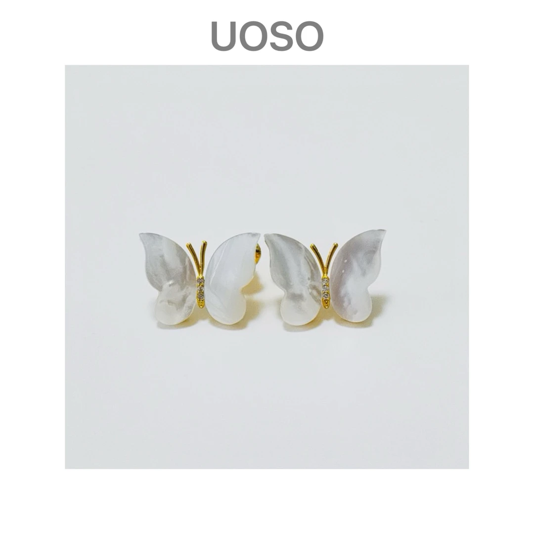 合金耳饰 S925银针法式轻奢高级感蝴蝶耳环气质冷淡风耳钉