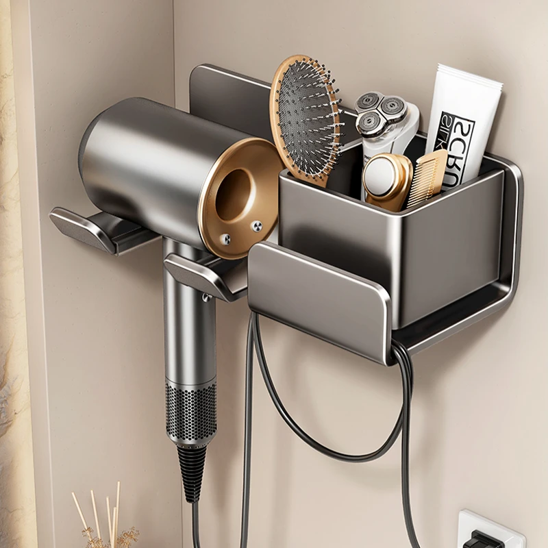 吹风机置物架挂架太空铝卫生间厨房壁挂电吹风支架浴室风筒收纳架